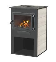 Печь-камин Этна Панорама с плитой "Бежевый" Ø150мм