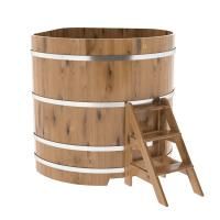 Купель угловая BentWood из дуба угловая, натуральный рустик 1370х1370х1400 мм