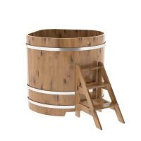 Купель угловая BentWood из дуба угловая, натуральный рустик 1190х1190х1200 мм
