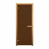 Дверь для бани и сауны Везувий Бронза матовая 190х70 (6мм, 2 петли 716 GB), магнит, хвоя