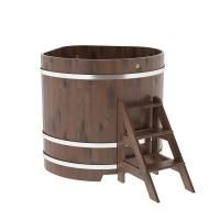 Купель угловая BentWood из дуба угловая, морёный рустик 1190х1190х1200 мм