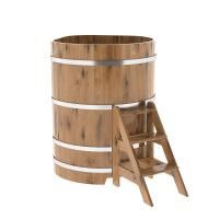 Купель угловая BentWood из дуба угловая, натуральный рустик 1030х1030х1400 мм