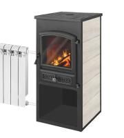 Печь-камин Этна (БКД) с плитой и т/о "Бежевый" Ø115мм