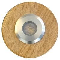Точечный светильник Steam&Water, d=42mm, теплый белый, IP68, корпус 304SS+ закаленное стекло, цвет алюминий + деревянное обрамление