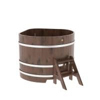 Купель угловая BentWood из дуба угловая, морёный рустик 1190х1190х1000 мм