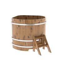 Купель угловая BentWood из дуба угловая, натуральный рустик 1190х1190х1100 мм