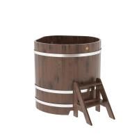 Купель угловая BentWood из дуба угловая, морёный рустик 1030х1030х1100 мм