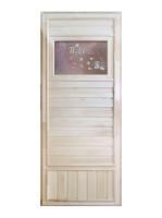 Дверь для бани и сауны Doorwood "Вагонка эконом" со стеклом Дженифер
