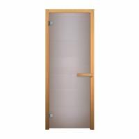 Дверь для бани и сауны Везувий Сатин 180х70 (6мм, 2 петли 710), осина